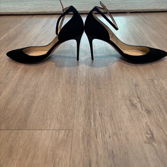 Jimmy Choo Ankle Strap Suede Heels (Black) - Picture 4 of 6